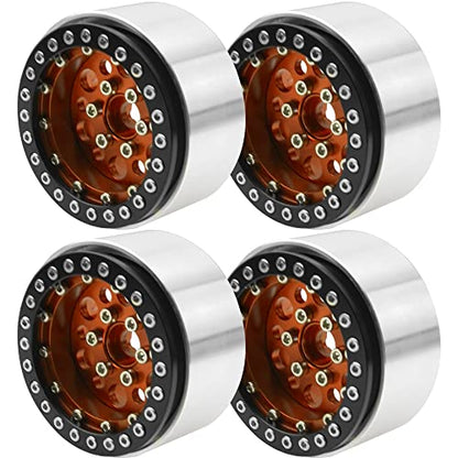4Pack ShareGoo Aluminum Alloy 1.9" Beadlock Wheel Rims Hubs Compatible with Traxxas TRX4 Axial SCX10 RCAWD D90 D110 Tamiya CC01 1/10 RC Crawler Car (Orange) - color: Orange