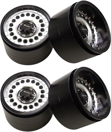 Adjustable 2 Offsets RC 2.2 Beadlock Wheels Rims Hub 1/10 Crawle Wheel Car Aluminum for Upgrades Remote Control SCX10 Capra Wraith Trx4 (4PC) (Bright Black ＆ Silver) - color: Bright Black ＆ Silver