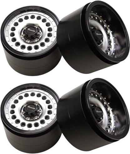 Adjustable 2 Offsets RC 2.2 Beadlock Wheels Rims Hub 1/10 Crawle Wheel Car Aluminum for Upgrades Remote Control SCX10 Capra Wraith Trx4 (4PC) (Bright Black ＆ Silver) - color: Bright Black ＆ Silver