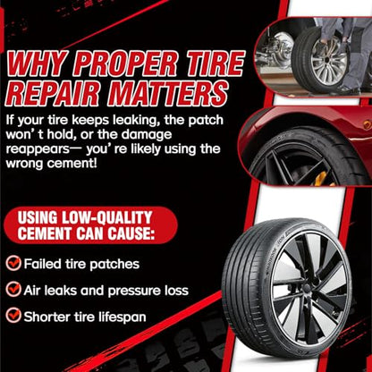Vulcanizing Cement 8.5Oz, All Purpose Tire Repair Glue, Fast-Dry Rubber Cement Glue with Brush, Heavy Duty Tire Patch Kit for Car, Motorcycle, Bike Tires