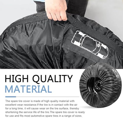 Car Spare Tire Cover, 190T Taffeta Sun and Water Proof Storage Bag with Comfortable Handle, Foldable Tension Adjustment Protective Cover with Buckle, Universal for 19" - 23" Tire (Black) - color: Black #Large
