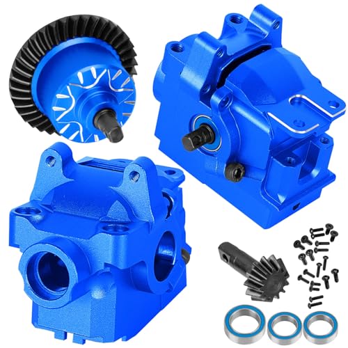 Aluminium Transmission Gearbox Upgrades Part for 1/10 Slash/Rustler/Stampede/Jato VXL 4X4 4WD,XO-1,RC Front Rear Gearbox & 37T Differential Gear,Replace #6880#6881,Navy Blue - color: Navy Blue - (Upgrades)