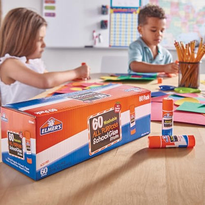 Elmer's All Purpose School Glue Sticks, Acid-Free and Washable, 7 Grams, 60 Count - Arts & Crafts, Projects, #1 Teacher Brand - size: 60 Count