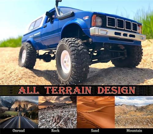 RC Crawler WPL C24 RC Rock Crawler RC Truck 4x4 1/16 Scale All Terrain | Remote Control Pickup Off Road RTR with 2.4 GHz Proportional Throttle Steering LED Light 2 Batteries Hobby Toy Adult