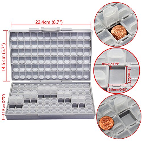 AideTek Two SMD SMT Resistor Capacitor 1206 0805 0603 Box Organizer Craft Beads Storage 144 Compartments for each box - style: 2BOXALL