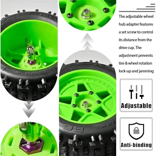 Aluminum 12mm Hex Wheel Hub 4Pcs w/Axle Pin M4 Flange Lock Nut Standard M3 M4 Nut 6mm Thickness Wheel Drive Adapter for 1/10 Traxxas HSP Redcat Rc4wd Tamiya Axial SCX10 WLtoy RC Car(25Pcs) - color: Purple, size: 6.0 Purple