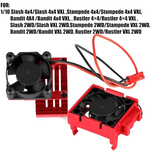 VXL-3s High Velocity Fan Heatsink Set Upgrades Part for 1/10 Slash/Rustler/Stampede VXL 4X4 2WD, ESC Motor Cooling Fan Hops Up,Red - color: Red/(for 2wd 4wd)