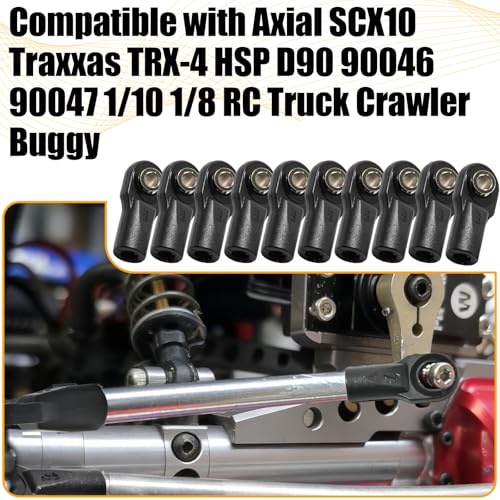 10PCS M4 Nylon Tie Rod End Ball Joint Linkage Ball Head Holder LH/RH Thread Set Compatible with Axial SCX10 Traxxas TRX-4 HSP D90 90046 90047 1/10 RC Truck Buggy Crawler Accessories (L22mm) - style: B