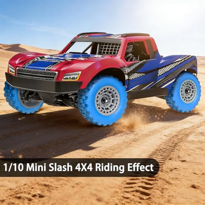 Pre-Glued 12mm Hex RC Wheels and Tires for 1/10 RC Short Course Truck, 4PCS | Compatible with 1/10 Arrma Senton Traxxas Slash Axial Losi Axial Redcat - color: Blue Tires+ Gray Wheels