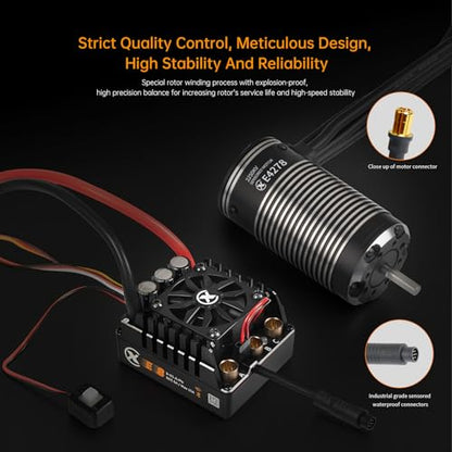 XC E4278 & E8 Sensored Brushless Motor and ESC Combo for RC Car,3-6S Lipo,IP67 Water Proof,Applicable to:1/8