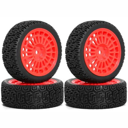 1/10 RC On-Road tires 68mm Rally Car Tire and Plastic Wheels 12mm Hex good drifting power for 1/10 RC On-Road Touring Drift Car HPI Kyosho FAZER MK2 HSP Tamiya XV01 TT01%t054+1 (Red) - color: Red