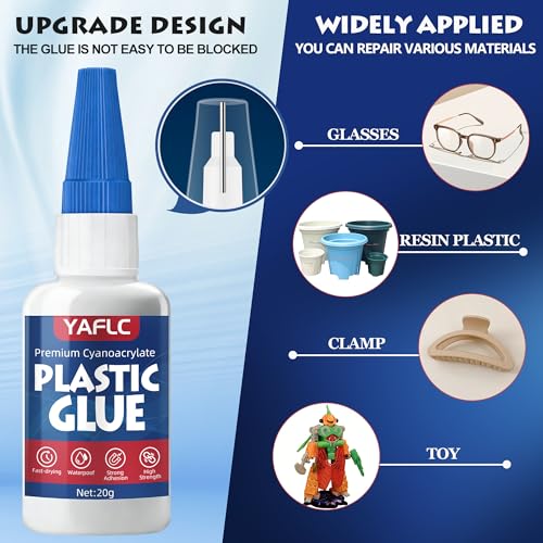 Plastic Glue, Super Glue for Plastic Models 40g | Adhesives Kit for Models Bonding, Repair, Acrylic, PLA, Toys, Car, Acrylic, ABS, PVC, Tube, DIY Kits, Vinyl - style: Plastic Glue