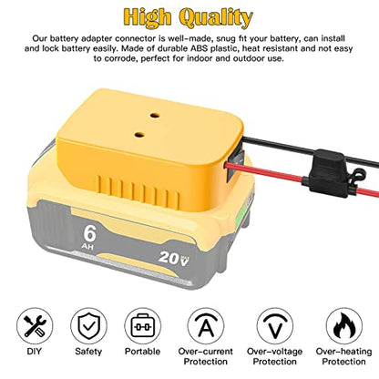 Power Wheels Adapter for Dewalt 20V Battery Adapter Power Wheels Battery Conversion Kit with Switch, Fuse & Wire Terminals, 12AWG Wire, Power Connector for DIY Ride On Truck, RC Car Toys and Robotics - size: 1 Pack