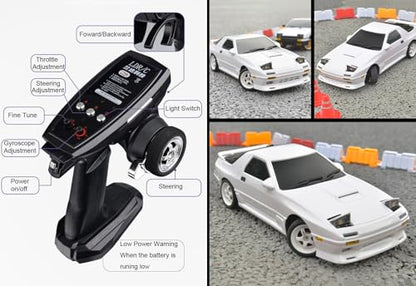 1/18 RC Drift Car with Gyro LDRC Drift Car RWD Proportional Control | Hobby RC Car Drifting and Race with ESP Gyroscope Metal Drive Shaft Independent Suspension Adult LD1802