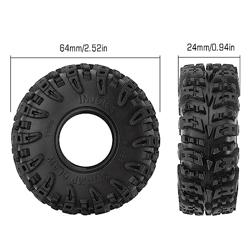 INJORA 1.0 S5 Swamp Claw Mud Terrain Tires for 1/18 1/24 RC, 64 * 24mm
