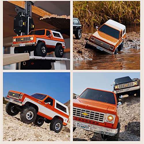 EAZYRC X FMS 1/24 Chevy K5 S Blazer 1976s RC Truck RTR Orange, with Lisense RC Crawler, 4WD 5Km+ 2-Speed Transmission RC Car Off-Road Vehicle?Play as Soon as You get it?Orange? - color: Orange