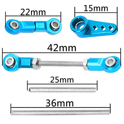 Front Steering Link Rod Servo Link Linkages with 28T Servo Arm Compatible with WLtoys 1/28 K969 K979 K989 K999 P929 P939 Mini-Q Mini-Z RC Car (Blue) - color: Blue