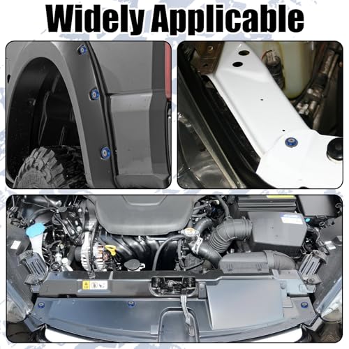 40 PCS Engine Dress Up Kit, CNC Finishing Fender Bumper Washers (Blue) | M6 Aluminum Engine Bay Dress Up Kit, Fender Bolts for Trunk License Plate Frame - color: 40 pcs Blue