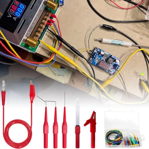 Linkhood 31PCS Back Probe Kit, Banana Plug to Copper Alligator Clip Automotive Test Leads Set, Insulation Wire Piercing Probes, Test Wires for Car Repairing Diagnostic Circuit Testing (30)