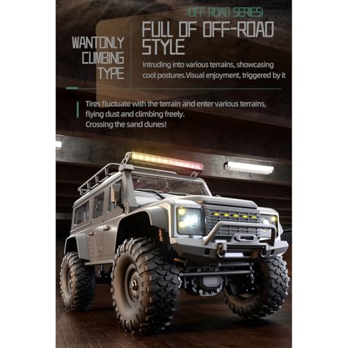 1/16 Scale Full Proportional RC Crawler – 4WD All-Terrain Crawling Off-Road Truck with Metal Chassis and RGB LED Lights, RC Cars for Adults - color: Yellow