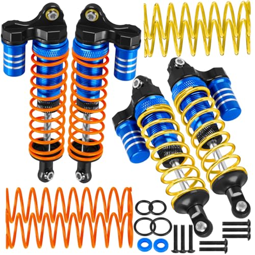 Upgrades Part Front Rear Assembled Full Metal Shocks Aluminum Big Bore RC Shocks Absorber Damper for 1/10 Slash/Rustler/Stampede/Bandit 4X4 4WD 2WD(VXL).Navy Blue(4PCS) - color: Blue(4PCS)