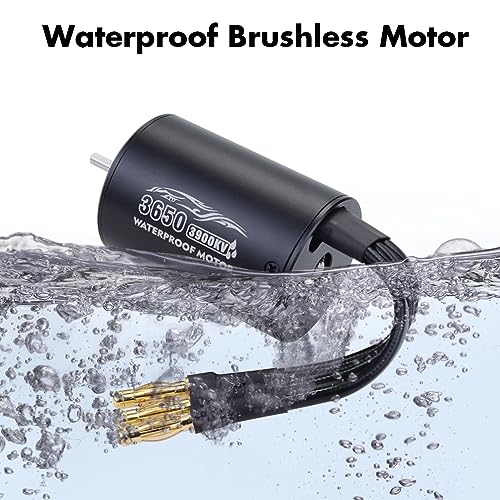 Waterproof 3650 3900KV Brushless Motor with 60A ESC Program Card Combo for 1/10 RC Car Truck Toy - color: Black-2