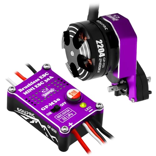 GOUPRC 2204 2400KV Brushless Outrunner Motor with Transmission & 30A Brushless Mini Esc for SCX24 Remote Control Crawler Car Truck Axial 1/24 Spiced Black Purple - color: Purple & Black