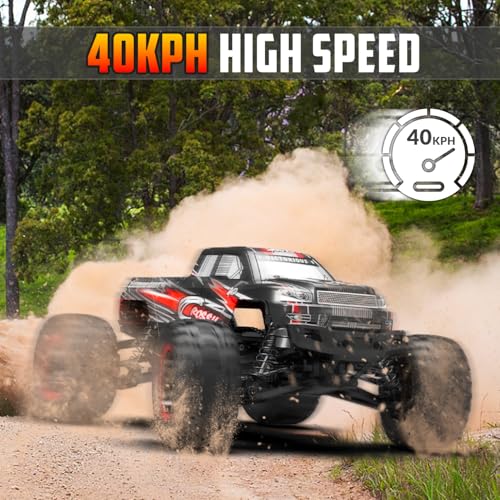 RACENT RC Car, 1:16 Scale All Terrain RC Truck Crossy, 30MPH 4WD Off Road Fast Remote Control Toy, 2.4Ghz High Speed Electric Vehicle with 2 Rechargeable Batteries, 40+ Min Play （Red&Green） - color: Red&green