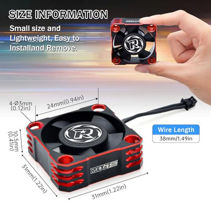 30mm RC Cooling Fan, 28000RPM Cooling Fan for Turbo ESC A3 with XH Connect for RC Car 1/8 1/10 1/12 RC Car ESC (Red&Black) - color: Red&Black