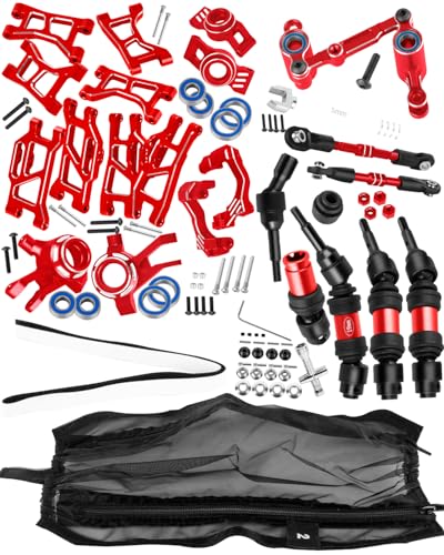 RC Upgrade Parts for Mini Slash 4X4,Mini Rally VXL Ford RS200(#108164-1#108046-1),RC Driveshafts CVD,A Arms,Caster Block Set,Steering,Turnbuckles Links,Dirt Resist Guard Cover,Red - color: Red(1set)
