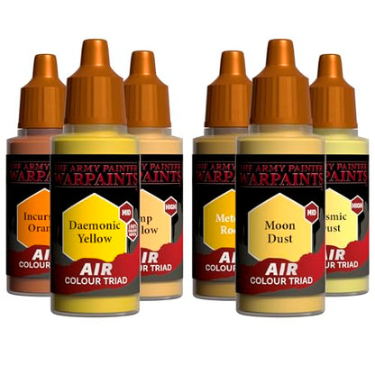 The Army Painter, Airbrush Primary Bundle Yellow, 2 Triads x 6 x 18 ml | Pre-thinned Acrylic spray gun paints - Paint sprayer paint for D&D & Warhammer Miniatures - color: Yellow