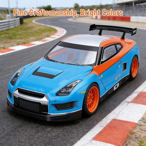 1/10 Scale RC Car Body Shell, Clear Polycarbonate 1.0mm Body with Rear Wing for 26cm Wheelbase Touring Cars (Blue Orange) - color: Blue Orange