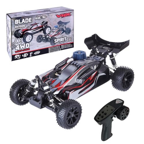 Helixsun VRX RH1006 1/10 Scale High-Speed 2.4GHz 4WD Nitro Off-Road RC Car (Equipped with Force.18 Engine) – Agile Steering, Smooth Riding Regardless of Terrain – RTF/R0070 - color: Black Red