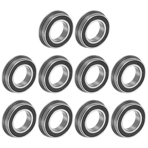 uxcell F6801-2RS Flanged Ball Bearing 12x21x5mm Double Sealed Chrome Steel Flange Bearings, 10pcs - size: F6801-2RS