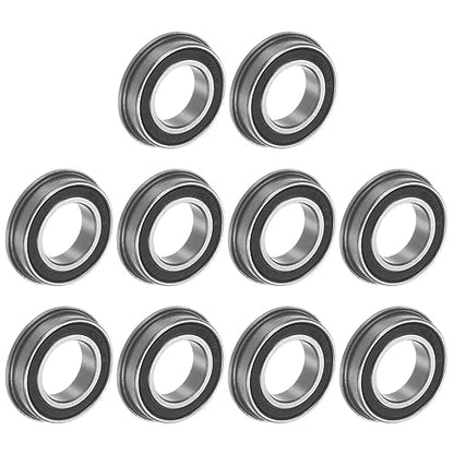 uxcell F6801-2RS Flanged Ball Bearing 12x21x5mm Double Sealed Chrome Steel Flange Bearings, 10pcs - size: F6801-2RS
