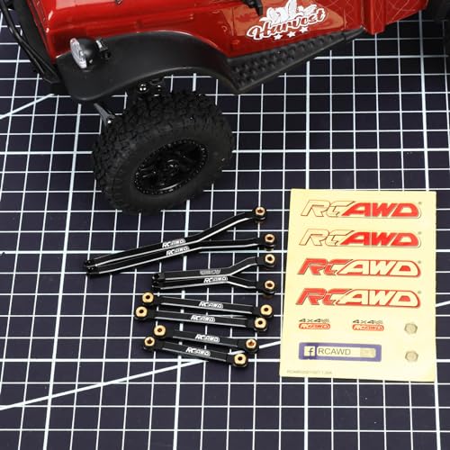 RCAWD CR18P High Clearance Tie Rods Set RC Linkage for Hobby Plus Rock Van, Trail Hunter, EVO Harvest, FUR-2411 Upgrades Parts Black - color: Black