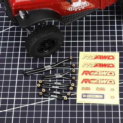 RCAWD CR18P High Clearance Tie Rods Set RC Linkage for Hobby Plus Rock Van, Trail Hunter, EVO Harvest, FUR-2411 Upgrades Parts Black - color: Black