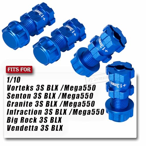 RC Wheel Hex for 1/10 Senton Granite Big Rock Vorteks 3S,Senton Granite Mega550 Infraction Mega570,13mm Extended Wheel Hub Drive 14 to 17mm with Anti-dust Cap Nuts 17mm Alum,Navy Blue - color: Navy Blue(1 Set)