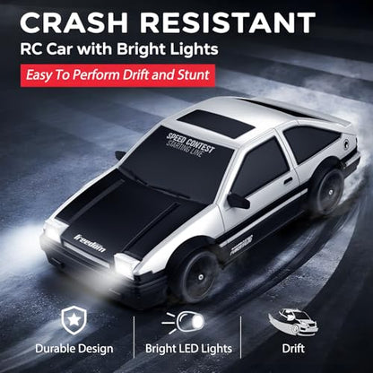 Remote Control Car RC Drift Car 2.4GHz 1:24 Scale 4WD 15KM/H High Speed Model Vehicle with LED Lights Drifting Tire Racing Sport Toy Car for Adults Boys Girls Kids Gift - color: B-white
