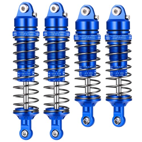 4PCS Full Aluminum RC Car Oil Shock Absorber Front & Rear Shock Absorber Damper Assembled Set Compatible with 1/10 Team Associated RB10 RC Off Road Car Upgrades (Blue) - color: Blue