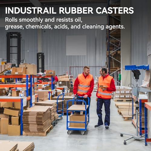3'' Caster Wheels, Industrial Rubber Casters Set of 4 with Load 1000lbs Capacity, Non Marking Replacement Wheels for Cart Dolly Trolley (4 Wheel) - style: 3 inch Wheel