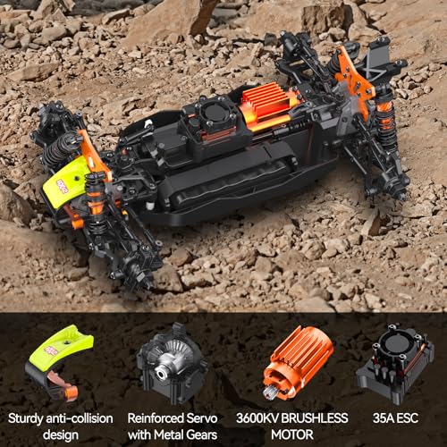 ZD Racing 1:12 Brushless Fast Rc Cars for Adults Fast 42 MPH,Off Road Rc Car 4X4,Remote Control Car for Adults 4WD High Speed Racing RC Buggy with 3S 2200 mAh Truck Suitable for Gifts - color: Green