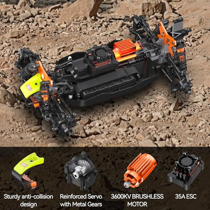 ZD Racing 1:12 Brushless Fast Rc Cars for Adults Fast 42 MPH,Off Road Rc Car 4X4,Remote Control Car for Adults 4WD High Speed Racing RC Buggy with 3S 2200 mAh Truck Suitable for Gifts - color: Green