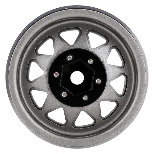 4PCS AMK 1.9 Steel Beadlock Wheels with 12mm Hex & -8.9mm Offset Wheel Rims for 1/10 RC Rock Crawler TRX4 TRX6 SCX10 CAPRA-10 Redcat Gen8 1.9 Wheels Upgrade (Gray) - color: Gray