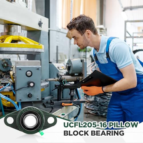 Threlaco 10 Pack Ucfl205-16 Pillow Block Bearing 1 in Bore Shaft Flange Mount Ball Bearing Unit 2-Bolt, Self Aligning Cast Iron Housing, Set Screw Locking Style Flange Pillow Block - style: UCFL205-16