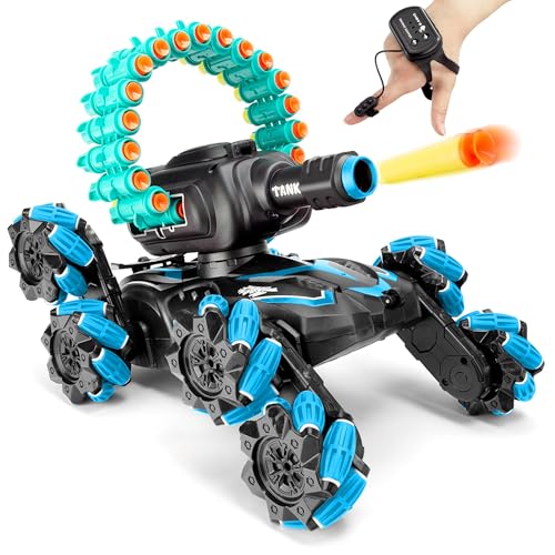 RC Stunt Remote Control Car,Fits for Nerf,Cars for Kids,RC Crawlers,Stunt Remote Control Car Tank for Boys, RC Cars for Kids,360°Battle Tanks,for Boys Ages 8-12 Gift(Blue-2.0)