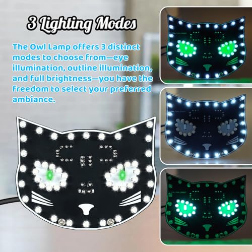 Black Cat Soldering Project, ICSTATION DIY Touch Control LED Cat Soldering Learning Kit With 3 Lighting Modes Brightness Adjustment Soldering Practice Kit for Adults College Students Education