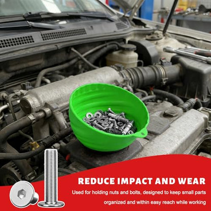 Magnetic Nut Cup, 6 Inch Cup Diameter Curved Magnetic Screws Bowl Holds Up to 5 Pounds, Multi-Use Parts Tray Nuts Bolts Organizer Attaches to Metal Surfaces, Car Accessories (Green) - color: Green
