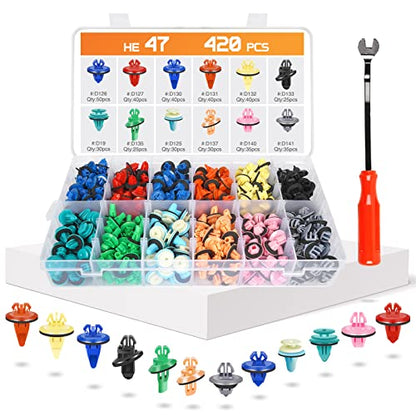 OTUAYAUTO 421PCS Toyota Fender Flare Clips Kit with Fastener Remover | Replacement for All Toyota Models, 12 Most Common Sizes Automotive Body Retainer Clips 75495-35010 75397-35010 - size: 420Pcs 12 Sizes Clips with 1 Remover for Toyota