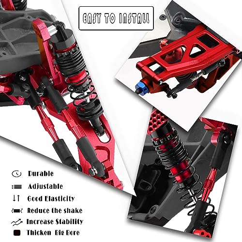 Upgrades for 1/10 Rustler/Slash/Stampede 4x4,RC Shocks&Steel Drive Shaft CVD&Adjustable Turnbuckles Camber Links&A Arm&Caster Block,Steering Blocks,Stub Axle Carriers,Wheel Hex&Hex Hub,Red - color: (1Set)Red